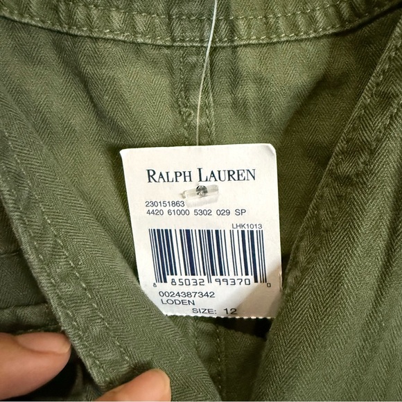 NWT Ralph Lauren Green Tie Front Sleeveless Midi Dress size 12 linen cotton - Picture 5 of 12